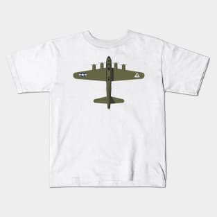 Olive Green B17 2D plane Kids T-Shirt